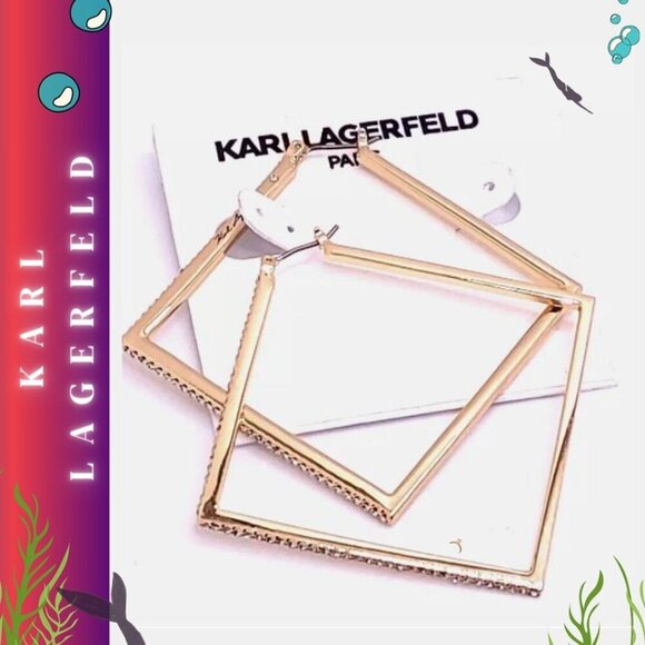 Karl Lagerfeld Paris Gold-Tone Signature Crystal Paved Triangle Earrings - Picture 1 of 6